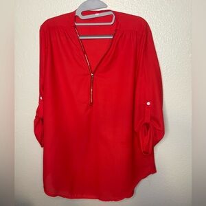 Red Zipper Blouse